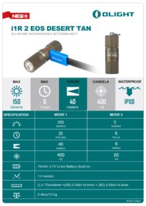Olight I1R 2 EOS 150lm Desert Tan