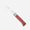 Нож Opinel No 08 неръждаема стомана, дръжка бреза ламинирана червена