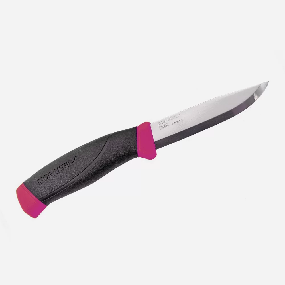 fiksiran-noj-mora-knife-companion-stainless-stell-rozov-pink-12c28-stomana-gumena-rykohvatka-za-ocelqvane