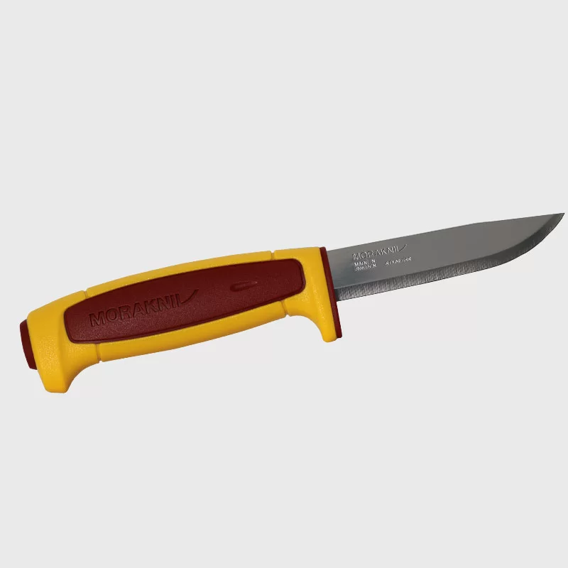 fiksiran-noj-mora-knife-basic-546-stainless-steel-limited-edition=2023-dala-red-yellow-sintetichna-kaniq-za-ocelqvane