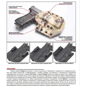 Кайдекс кобур ATA GEAR Ranger ver.1 за GLOCK 17/22 Black
