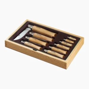 komplekt-opinel-kolekciq-nomer-12-inox-s-dyrvena-kutiq-s-styklen-kapak