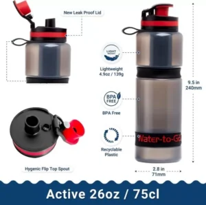 Бутилка за вода с филтър Water to Go 3in1 Active 750 ml Black